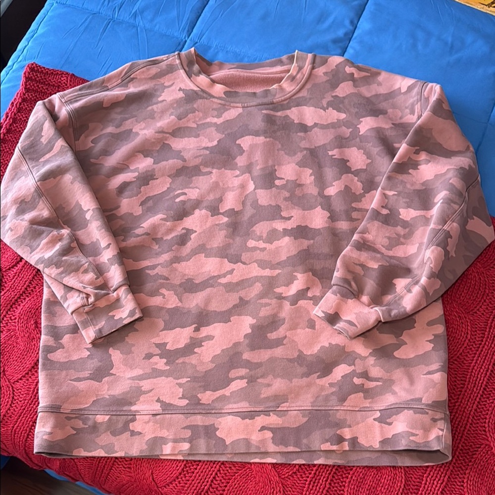 Lululemon Perfectly Oversized Crew Heritage 365 Camo Brier Rose Multi Sz 16! - Picture 4 of 8
